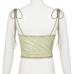 Bustier spaghetti strap zebra print mesh cami top