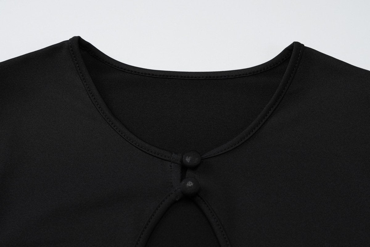 Long sleeve hollow out bowknot pant set