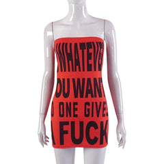 Sleeveless contrast print backless tube mini dress  | red tango dress