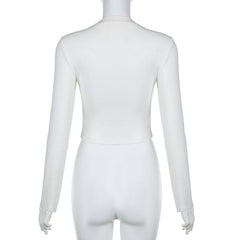 Bowknot pattern contrast long sleeve crewneck top