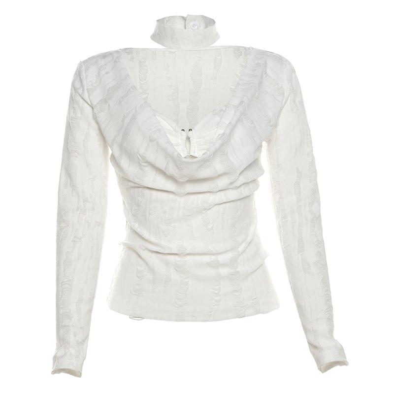 Long sleeve cowl neck solid 2 piece top