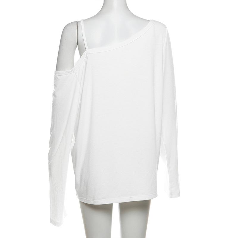 One shoulder long sleeve "33" print top