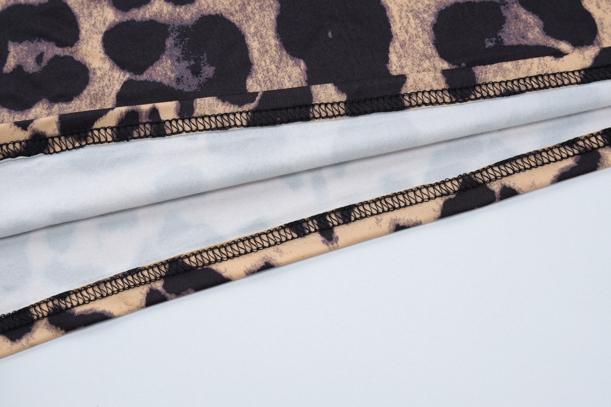 Leopard print halter o ring backless maxi dress