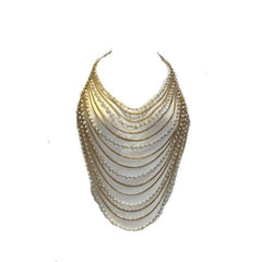 Halter metal chain beaded hollow out top