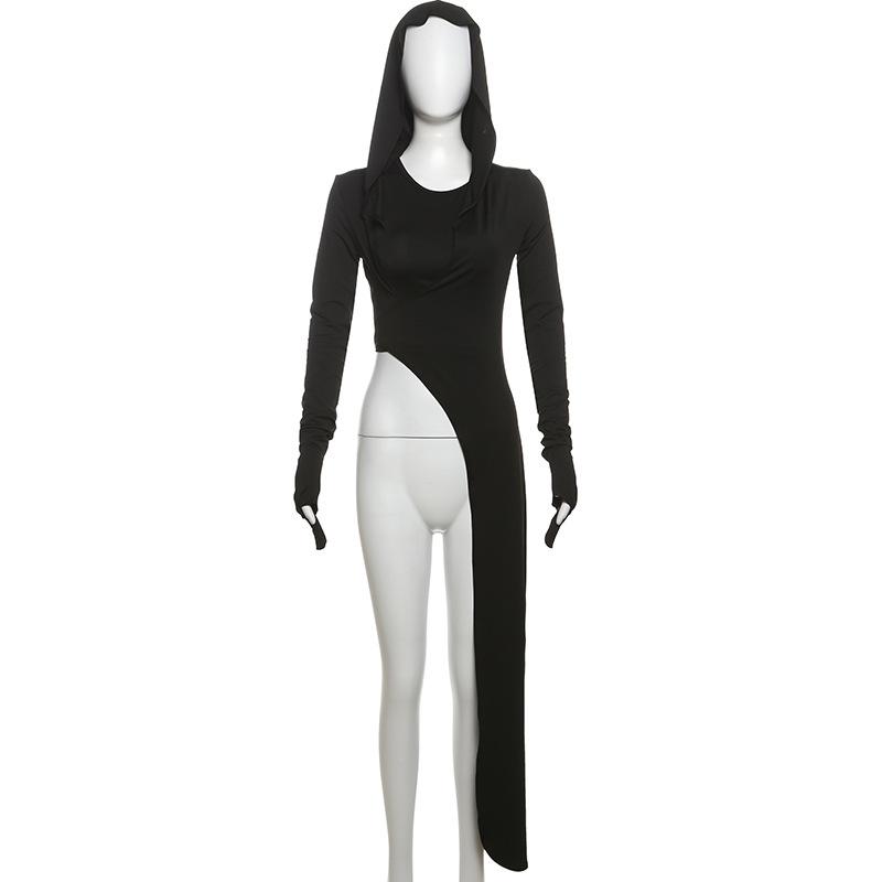 Hoodie long sleeve irregular 2 piece top
