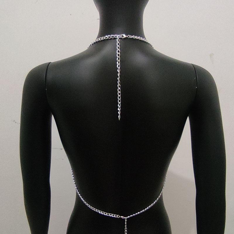 Halter o ring crystal hollow out backless crop top