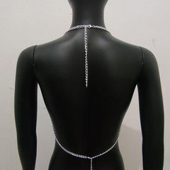 Halter o ring crystal hollow out backless crop top