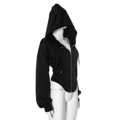 Hoodie long sleeve zip-up coat top