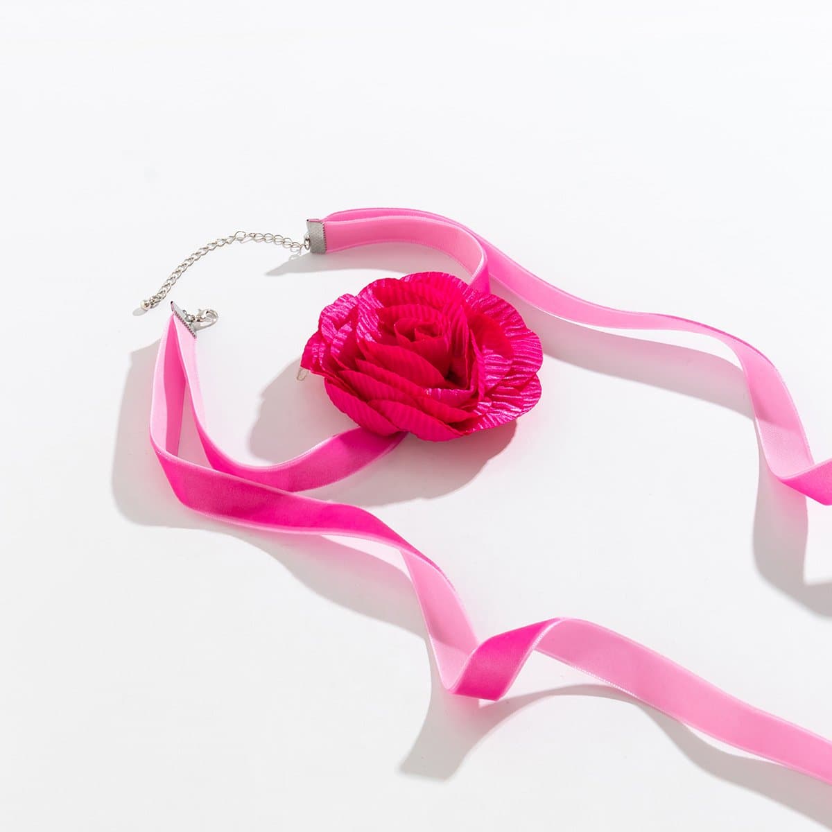 Flower applique self tie velvet choker necklace