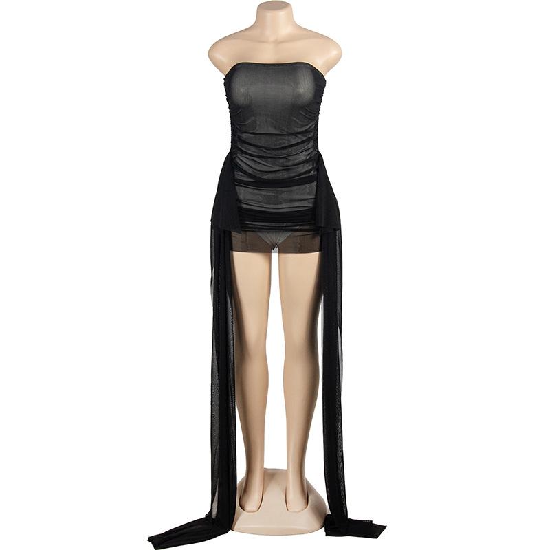 Backless mesh ruched tube mini dress  | red tango dress