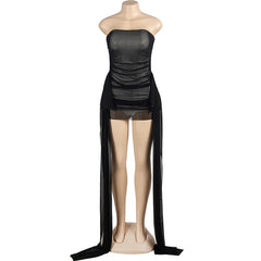 Backless mesh ruched tube mini dress  | red tango dress