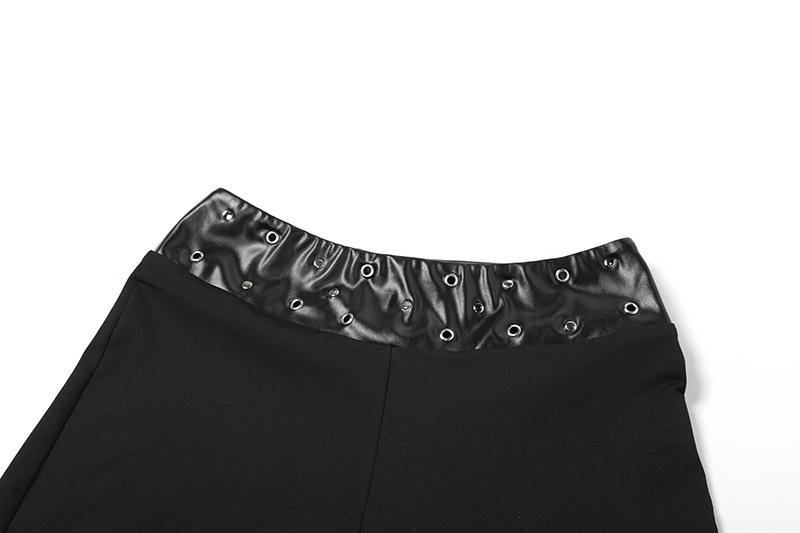 V neck PU leather lace up cami pant set