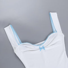 Ruched bowknot lace hem cami top