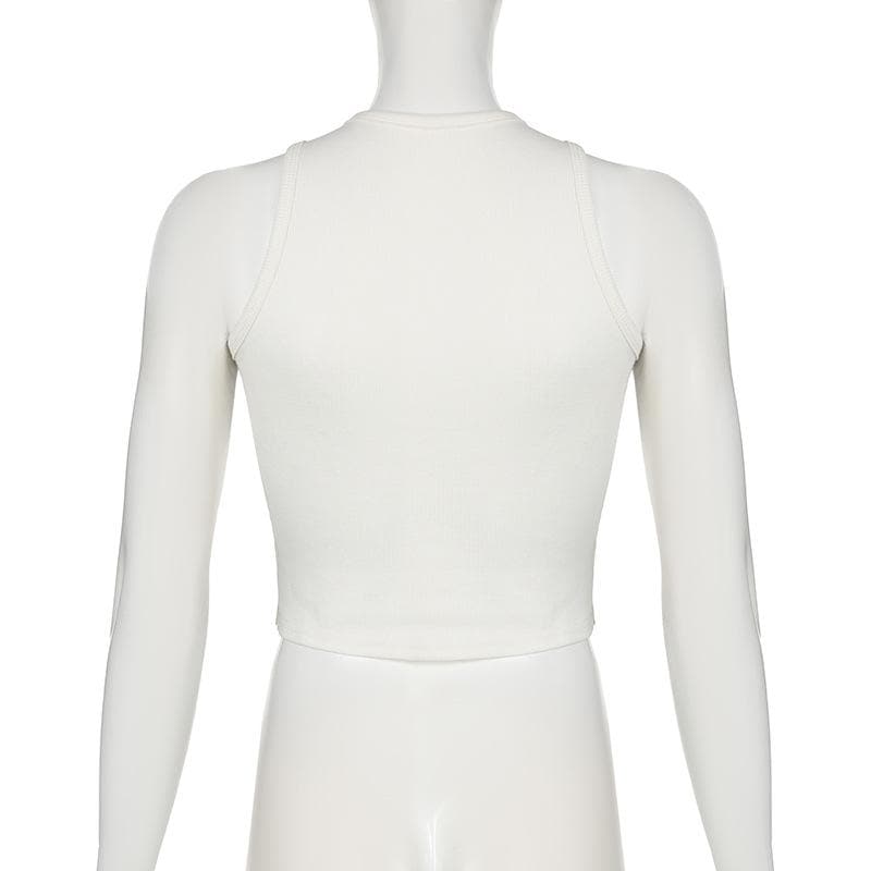 Crewneck bowknot ribbed sleeveless tank top