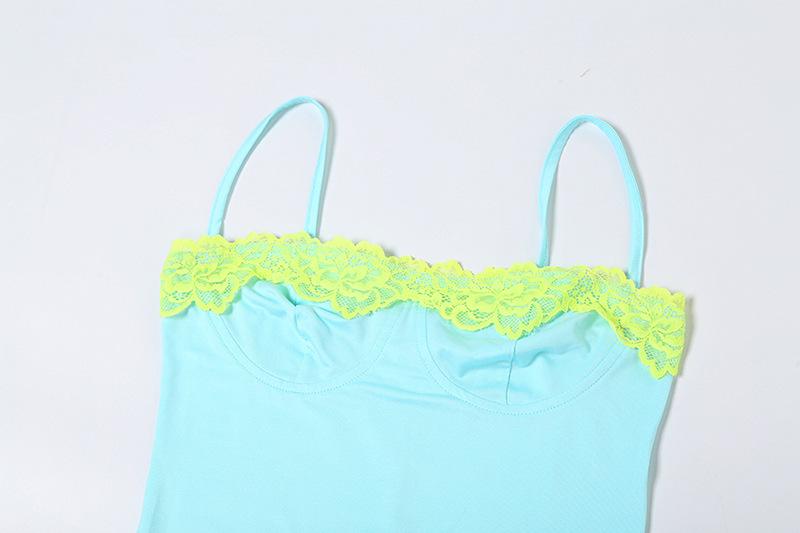 Lace hem backless cami maxi dress