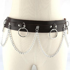 PU leather o ring metal chain belt