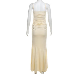 Ruched backless sweetheart neck cami maxi dress