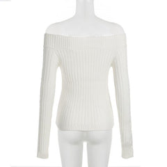 Off shoulder long sleeve sweater top