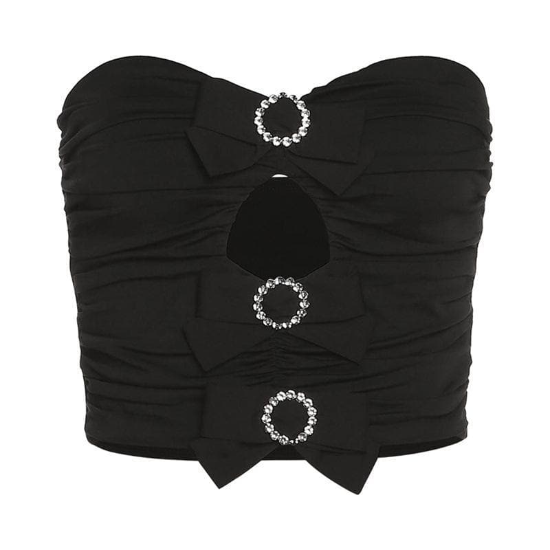 Hollow out bowknot tube cut out top