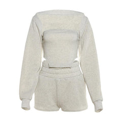 Long sleeve shrug short pant set