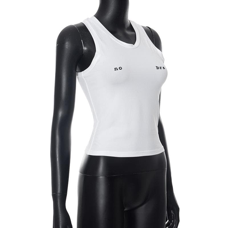 Sleeveless "no bra" pattern solid u neck top