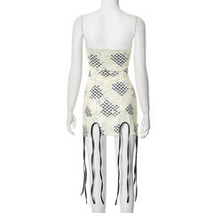 Print tassels slit tube mini dress