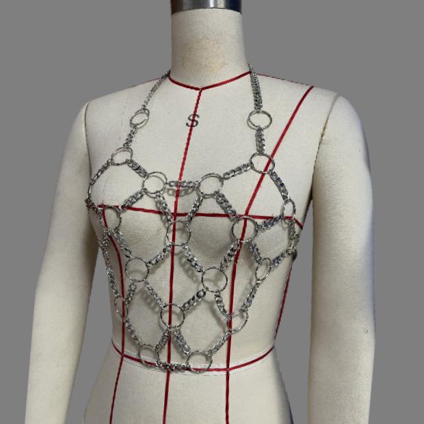 Halter o ring metal chain hollow out top