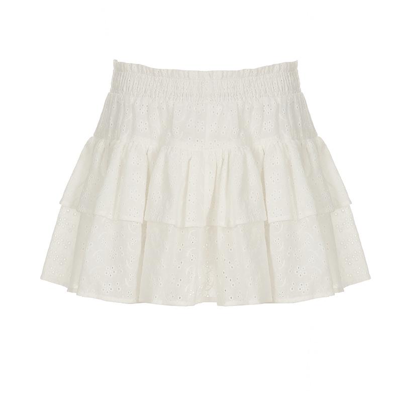 A line hollow out solid mini skirt