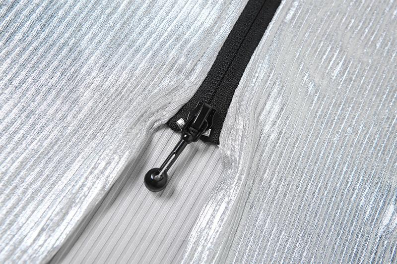 Metallic gloves zip-up tube top