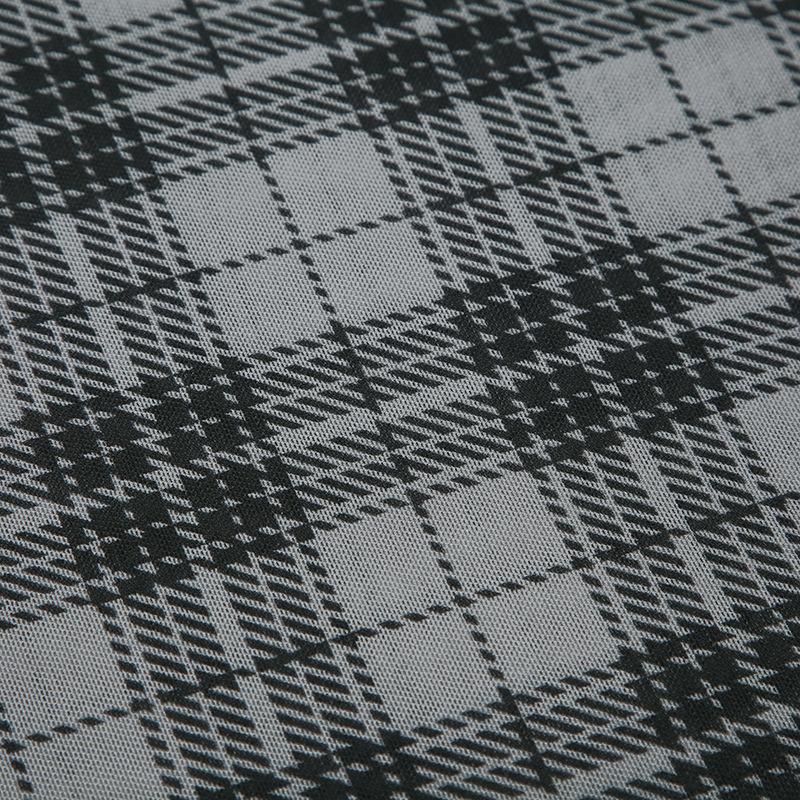 Long sleeve plaid crewneck mesh top