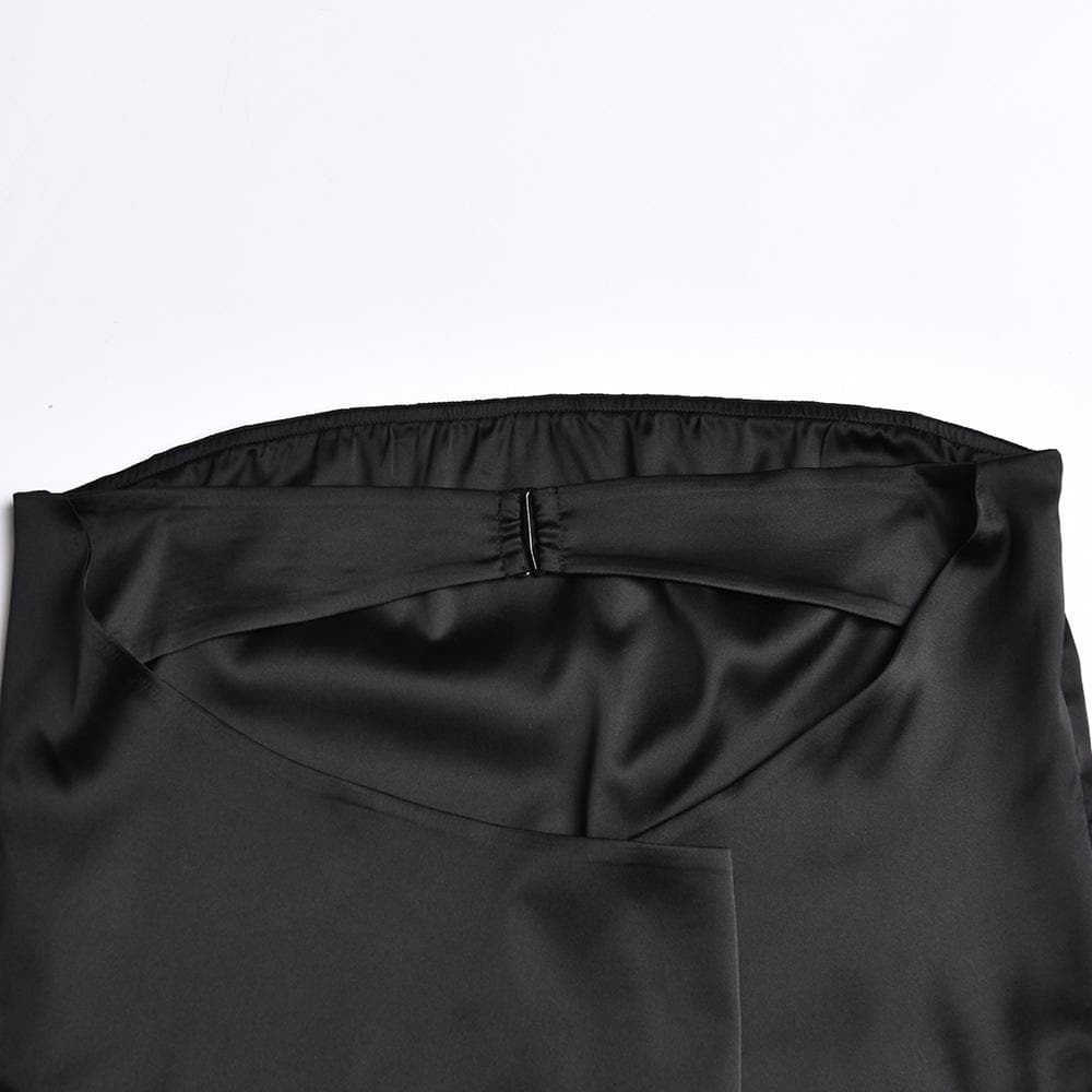 Satin hollow out backless A line solid tube mini dress