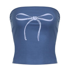 Butterfly print backless tube top