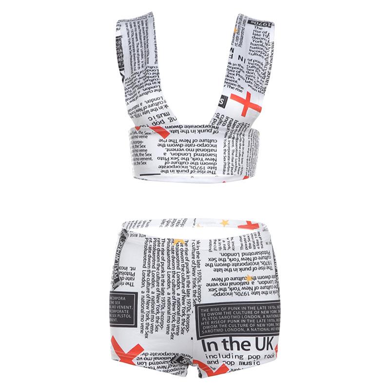 Letter print low cut backless pant set