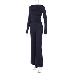 Long sleeve ruched high rise pant set