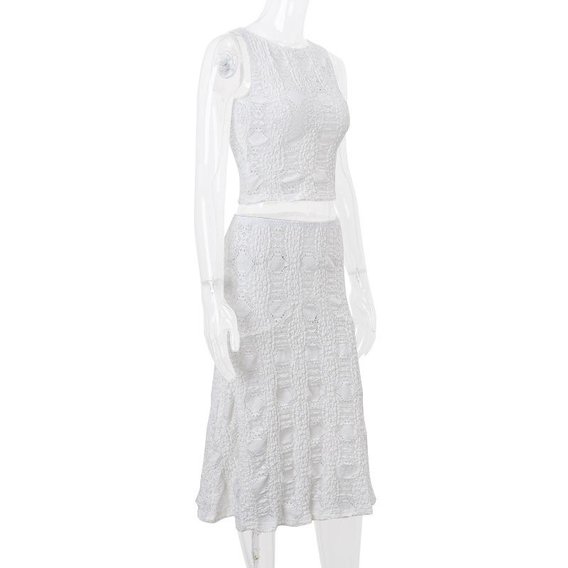 Crewneck sleeveless maxi skirt set