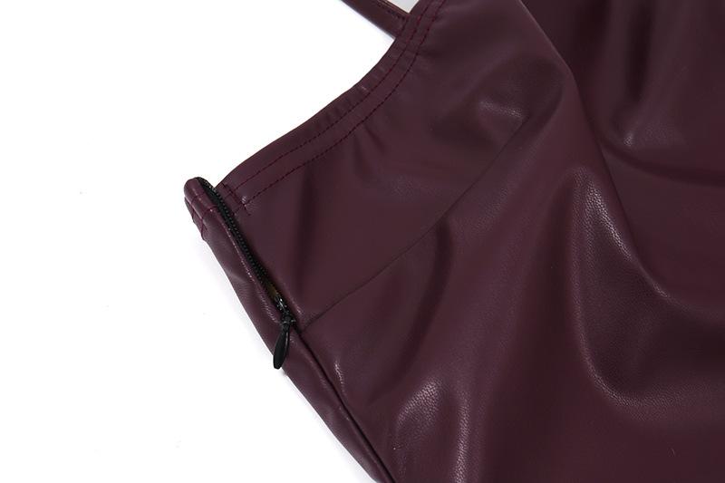 Halter PU leather mini dress