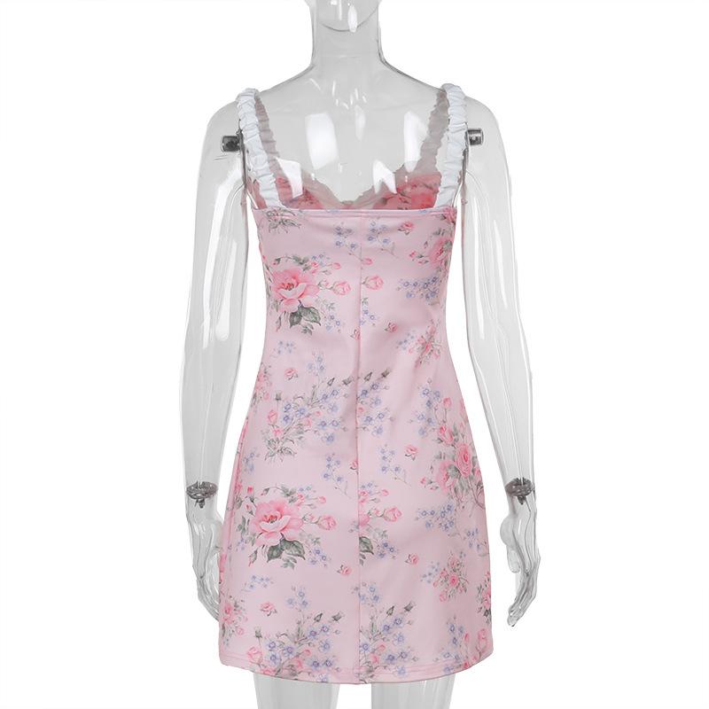 Sweetheart neck flower print cami mini dress
