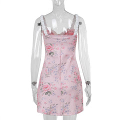 Sweetheart neck flower print cami mini dress