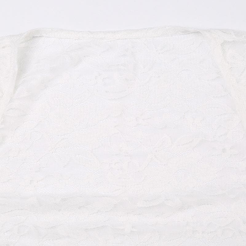 Flared sleeve lace hollow out solid shrug cut out top