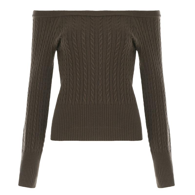 Long sleeve off shoulder solid sweater top