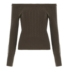 Long sleeve off shoulder solid sweater top
