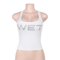 U neck beaded solid tank top