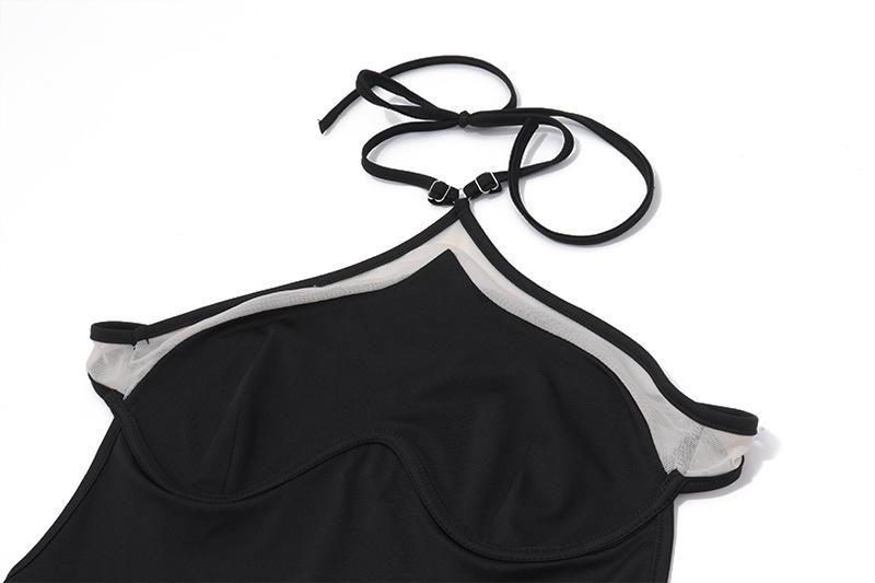 Halter backless sweetheart pattern bodysuit