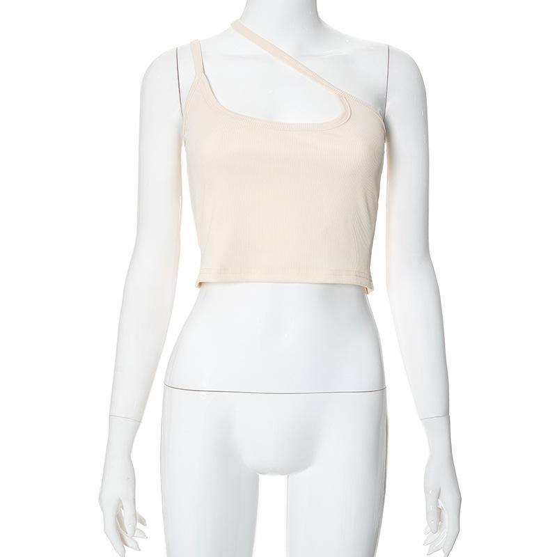 One shoulder ribbed irregular backless top