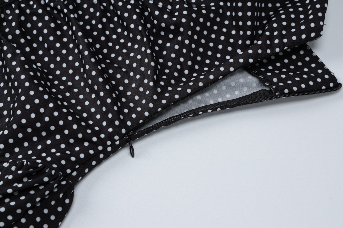 Polka dot button ruched cami mini dress