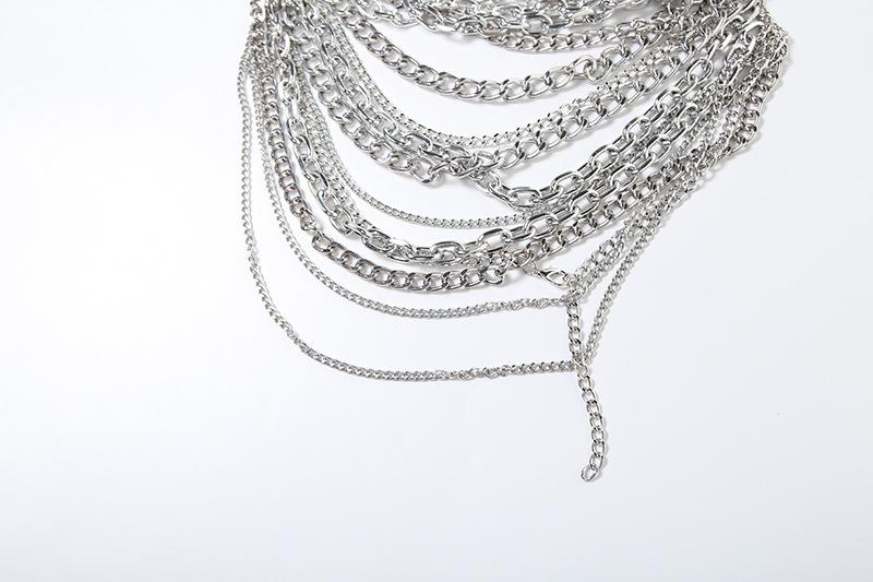 Halter layered metal chain hollow out backless top