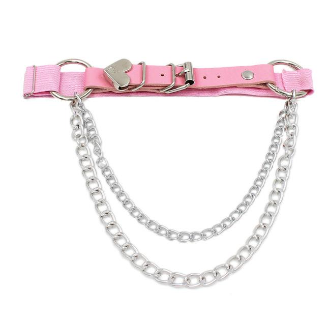 PU leather metal chain adjustable thigh band