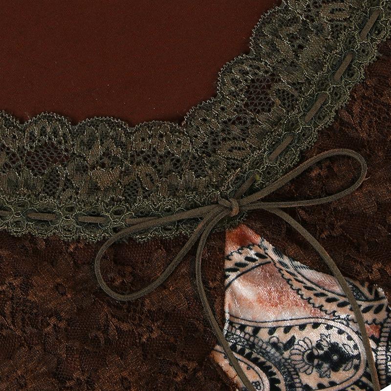 Long sleeve lace abstract top