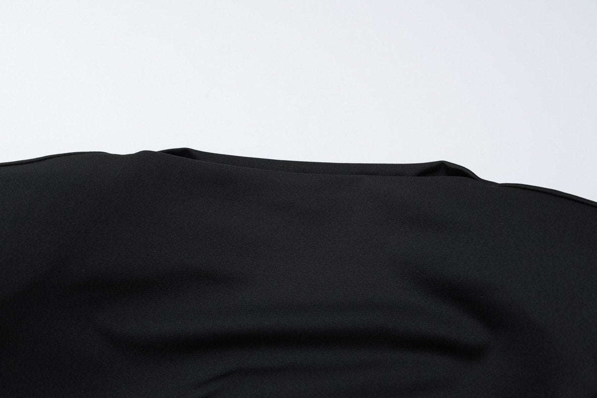 Long sleeve crewneck padded metal applique maxi dress