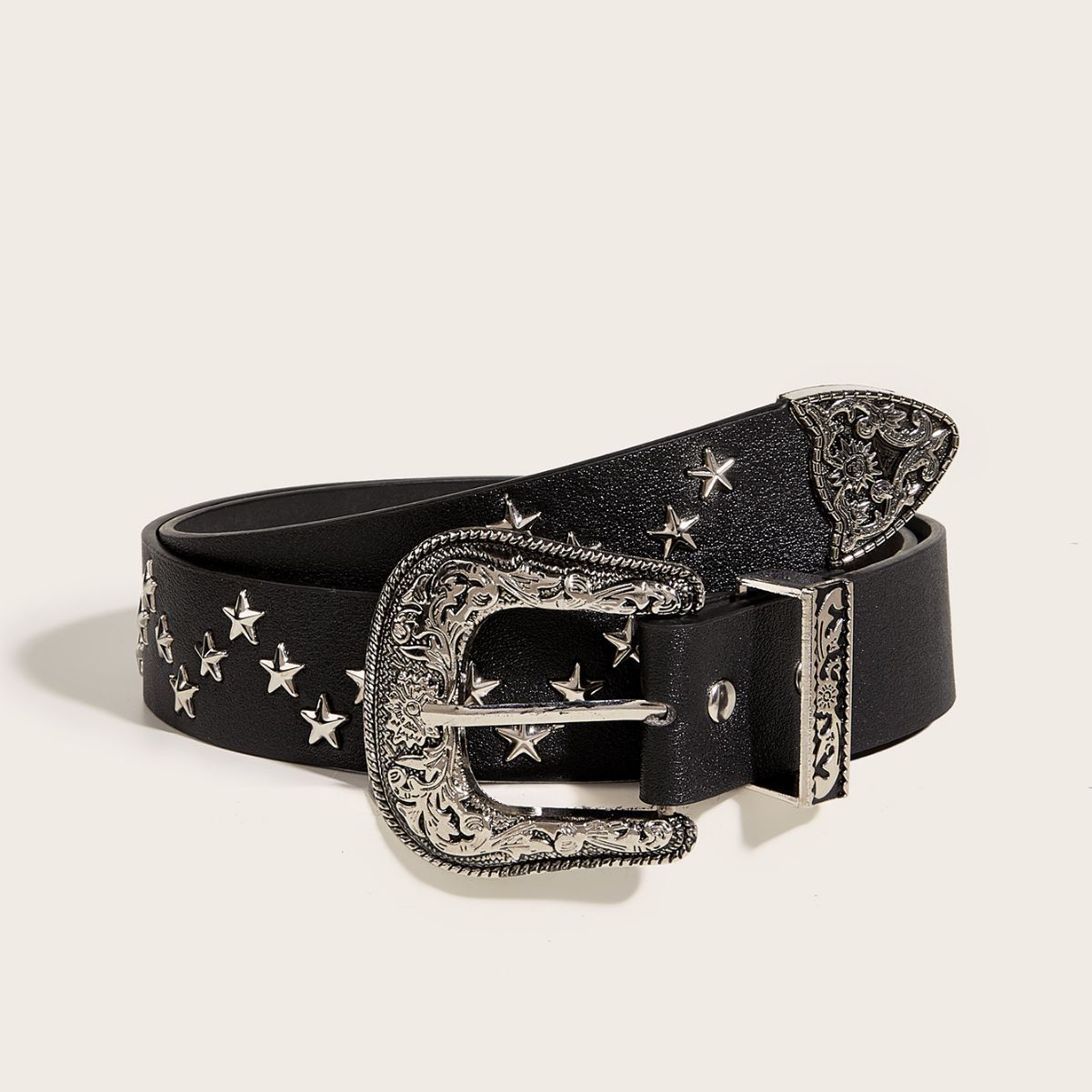 Star PU leather adjustable belt
